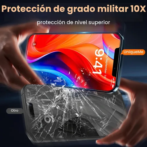 Vista 5 de UniqueMe - Protector de pantalla con filtro de privacidad para iPhone 12 Pro Max - [Resistente a roturas de grado militar y dureza 9H+] Protector