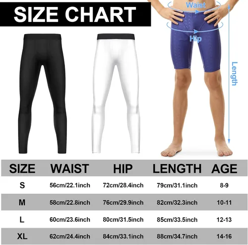 Vista 2 de Leggings de compresión para niños, paquete de 2 mallas atléticas, pantalones de compresión de baloncesto, leggings deportivos para niños