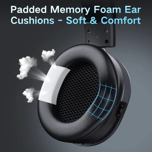 Vista 4 de Jeecoo J75 - Auriculares USB para juegos para PC, sonido envolvente 7.1, micrófono transparente retráctil, almohadillas de espuma viscoelástica