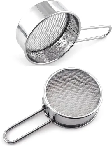 Vista 4 de Colador pequeño, colador de harina, mini tamiz de harina pequeño para polvo de hornear, azúcar, café, pastas, té, tamiz de 2.6 pulgadas, 40