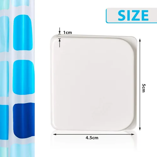 Vista 2 de Jetec 2 clips de cortina de ducha para forro, clip autoadhesivo para cortinas de protección contra salpicaduras, soportes de cortina resistentes al