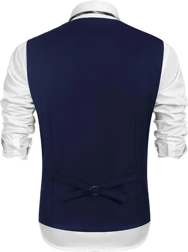 Vista 5 de COOFANDY Chaleco de traje para hombre, chaleco de vestir formal, ajustado, buesiness boda