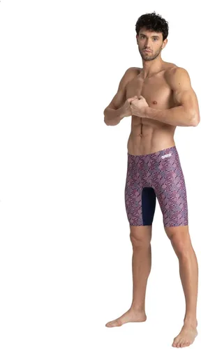 Vista 4 de Arena Men's Team Color Print Jammer Athletic Training Swimsuit Bathing Suit
