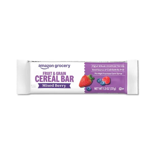 Vista 4 de Marca Amazon – Barras de cereales de frutas y cereales Happy Belly, bayas mixtas, 8