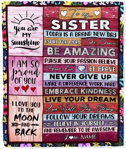 Vista 11 de Manta personalizada con texto en inglés «To My Sister from Brother I Love You Hugs» (texto en inglés) con texto en inglés «To My Sister», «I Love