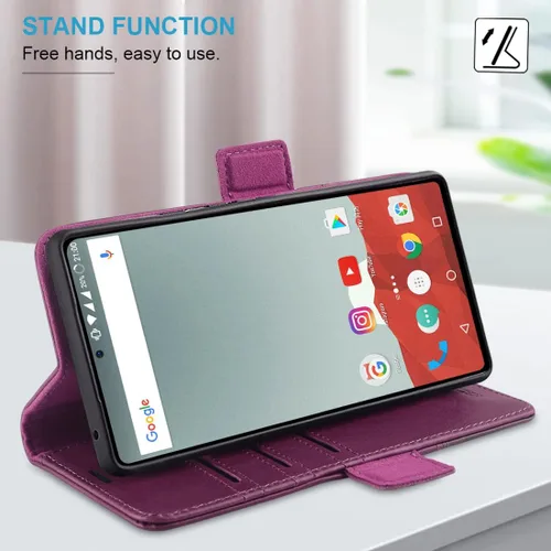 Vista 4 de KEZiHOME Funda para Google Pixel 7A, funda tipo cartera de piel auténtica con tarjetero [bloqueo RFID] Funda protectora resistente con función atril