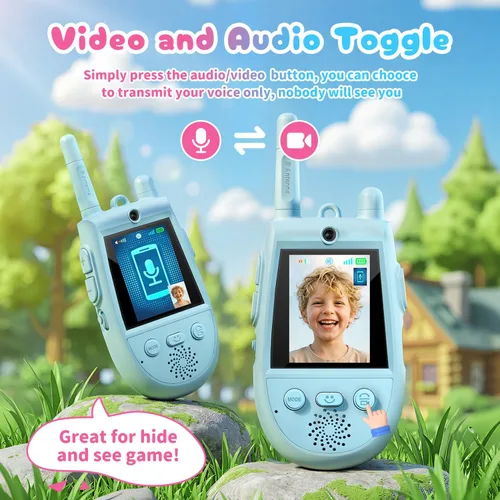 Vista 6 de Paquete de 2 walkie talkies de video para niños, walkie talkies con video Azul/Azul
