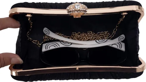 Vista 5 de Tukaneeko Bolsos de mano para mujer, bolso cruzado con purpurina, bolso de noche plisado con diamantes de imitación para fiesta, boda, baile