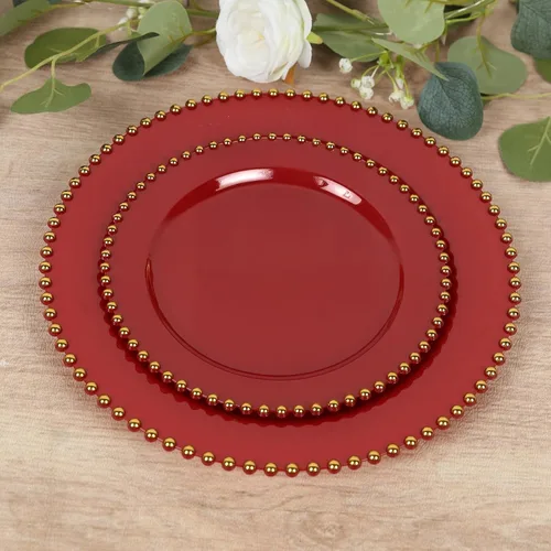 Vista 13 de Efavormart - Paquete de 10 platos de postre de plástico transparente rubor con borde de cuentas, platos redondos desechables para ensalada, 8