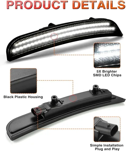 Vista 5 de Luces de marcador lateral LED blancas compatibles con Dodge Charger 2015 2016 2017 2018 2019 2020 2021, faros delanteros y traseros, lámparas