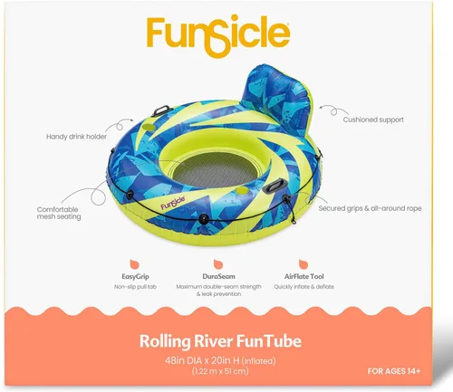 Vista 4 de Funsicle FunTube inflable de 48 x 20 pulgadas con 2 portavasos