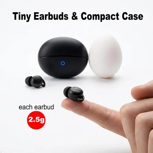Vista 8 de Auriculares Bluetooth de perfil bajo con micrófono para dormir, trabajo, deportes, auriculares inalámbricos, graves estéreo, ruido blanco para Skin
