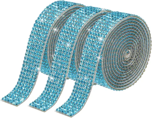 Vista 8 de MECCANIXITY 3 rollos de cinta de diamantes de imitación autoadhesiva de 3 yardas y 0.315 in para proyectos de artes y manualidades, pasteles de Beige