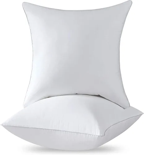 Vista 4 de Qeils Juego de 2 rellenos de almohada de 18 x 18 pulgadas, color blanco con funda de poliéster suave, insertos de almohada rectangulares cuadrados