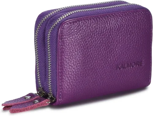 Vista 6 de Cartera de piel auténtica para mujer, con cremallera espaciosa y segura, para tarjeta ..., negro