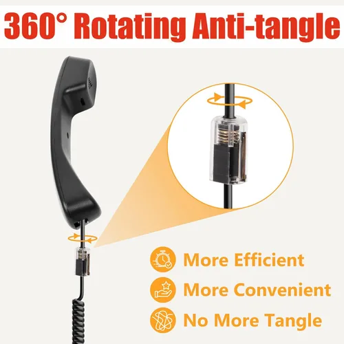 Vista 4 de Uvital Desenredador de cable para teléfono celular, 1 paquete de cable de teléfono fijo de 8 pies sin enrollar (1.2 pies en espiral) y 1 paquete