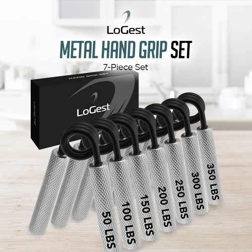 Vista 7 de Logest - Juego de 7 empuñaduras de metal para manos, 50-350 libras, 7 niveles antideslizantes, fortalecedor de agarre resistente con caja de regalo