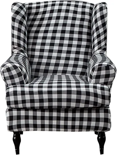 Vista 34 de NILUOH Funda para silla Wingback, 2 piezas, fundas elásticas de elastano para silla con respaldo de ala, funda lavable para sillones con respaldo