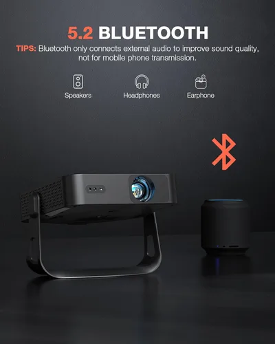 Vista 5 de [Soporte ajustable de 360° y 2000 ANSI] VOPLLS Proyector 4K actualizado con WiFi y Bluetooth, Keystone de enfoque automático y portátil de 1080P