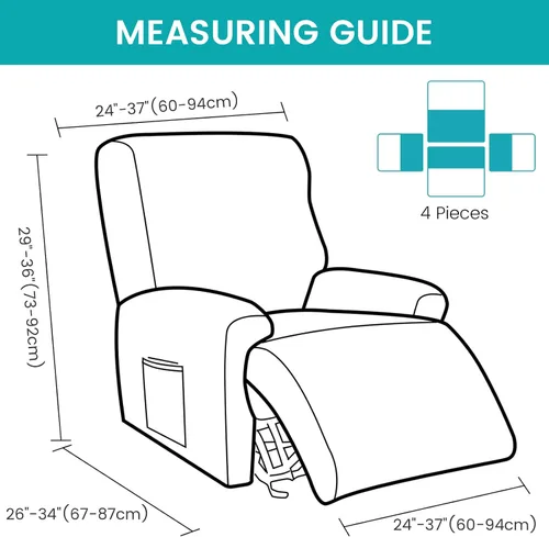 Vista 4 de MIFXIN Funda reclinable de terciopelo de 4 piezas, elástica de 1 asiento, fundas de sofá reclinable, fundas elásticas suaves para sillas Verde Oscuro