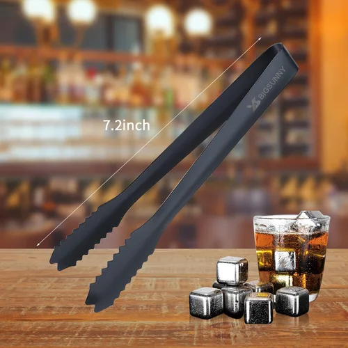 Vista 6 de MSY BIGSUNNY Pinzas de hielo de 7 pulgadas para cubo de hielo, pinzas pequeñas de acero inoxidable grueso, pinzas de metal pulido espejo