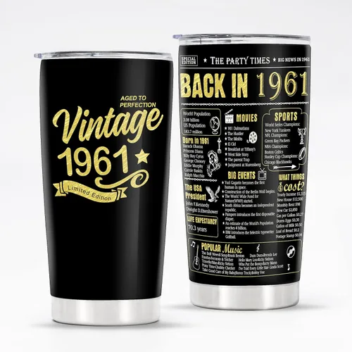 Vista 11 de Vasos de feliz cumpleaños 95 para hombres y mujeres, regalos de acero inoxidable en el año 1931, regalo de cumpleaños de 95 años para esposa