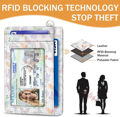 Vista 5 de Yonlevres Cartera delgada para tarjetas de crédito, cartera RFID para mujer, bolsillo frontal, soporte para tarjetas pequeñas, estuche para tarjetas