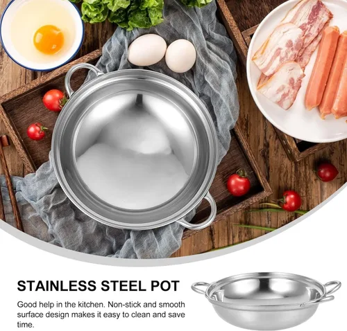 Vista 4 de GANAZONO 2 piezas de acero inoxidable -derramar olla caliente cocina cocina segura mango diseño fácil de limpiar para uso doméstico