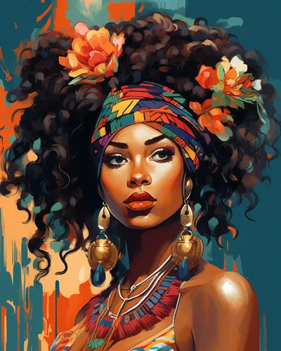 Vista 16 de Tucocoo Kit de pintura africana por números para niñas negras, lienzo de 16 x 20 pulgadas, pintura al óleo para niños, estudiantes, adultos