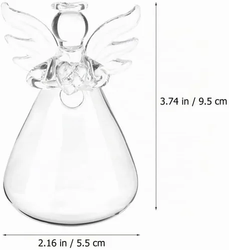 Vista 3 de Yardwe 2 jarrones hidropónicos de vidrio, maceta de vidrio transparente en forma de ángel para plantas de interior, contenedor decorativo