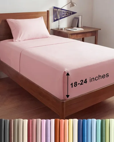 Vista 187 de Sábanas individuales de bolsillo extra profundo, sábanas transpirables y refrescantes de 3 piezas, juego de sábanas de lujo para hotel, suaves, sin