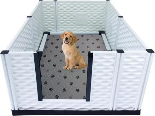 Vista 9 de EZwhelp EZclassic 28"x28"x18" Caja de parto acolchada pequeña para perros con rieles, suministros para parto de cachorros, almohadilla negra