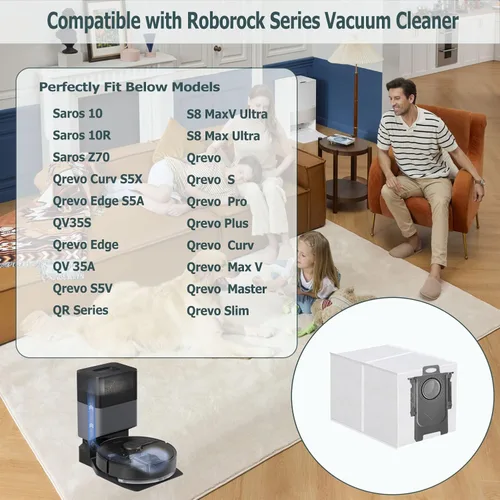 Vista 2 de Paquete de 26 bolsas de polvo para Roborock Qrevo S Pro, QV 35A, Qrevo S5V