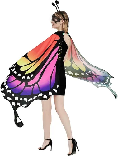 Vista 3 de Butterfly Costume for Women Butterfly Wings for Women Fairy Wings Cape with Mask and Antenna Headband Halloween Costumes