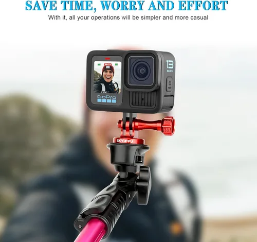 Vista 7 de Adaptador de trípode de aluminio - Perno - Adaptador para montaje monopie con tornillo de mariposa CNC de aluminio compatible con Gopro Hero 13 12
