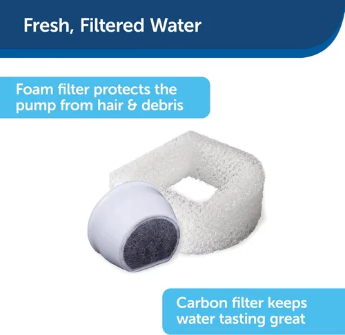Vista 4 de PetSafe Fuente de agua para gatos y perros, filtros de carbono de repuesto de 70 onzas y Drinkwell, cerámica para perros y gatos y filtros de fuente