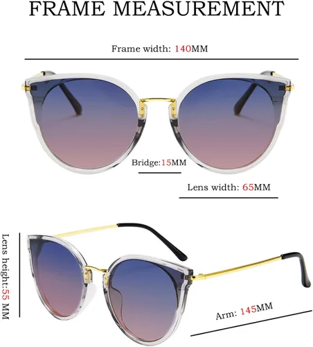 Vista 6 de FEISEDY Gafas de sol polarizadas vintage estilo ojo de gato para mujer gafas de sol redondas de gran tamaño antirreflejos B7000
