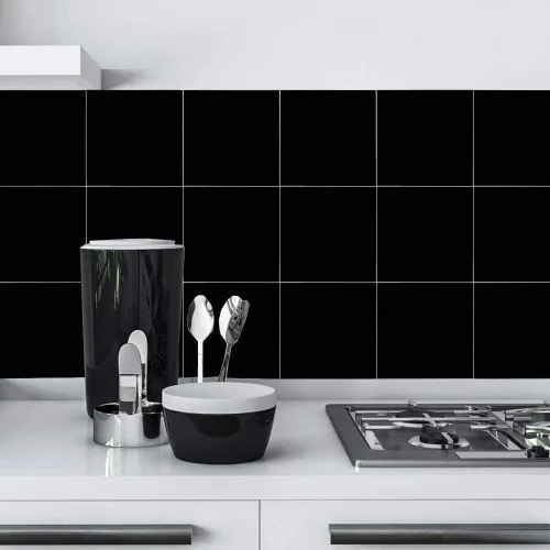 Vista 4 de Adhesivo adhesivo de pared para loseta en muro de cocina, 6 x 6 pulgadas, removible para pegar en la cocina (25 unidades, negro)