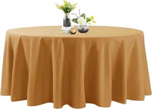 Vista 70 de Mantel de poliéster lavable de 132 pulgadas, resistente a las manchas y a las arrugas, mantel decorativo para mesa de comedor, fiestas de bufé