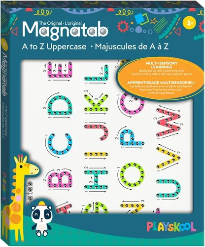 Vista 2 de Playskool Magnatab — Letras mayúsculas de la A a la Z — Tablero magnético de trazado de letras para niños pequeños y dibujo sensorial