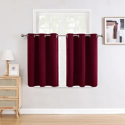 Vista 39 de ChrisDowa - Cortinas cortas para ventana de 40 pulgadas para dormitorio - Cortinas cortas con ojales y aislamiento térmico para oscurecer
