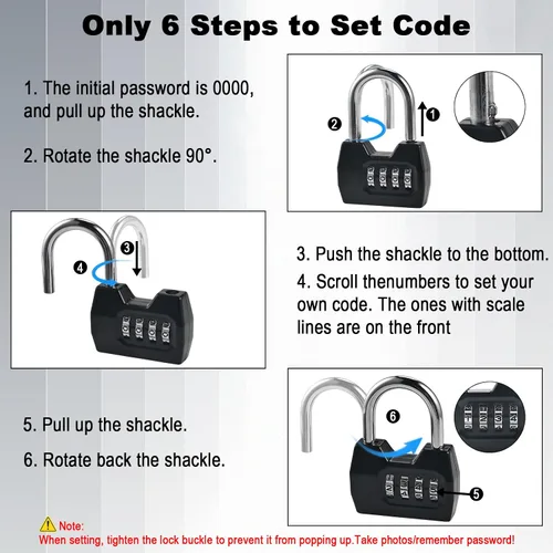 Vista 7 de Cerradura de combinación, cerradura combinada de moda de 4 dígitos, candado de combinación Waterproof Outdoor Gate Locks for Fence, Locker, Sheds