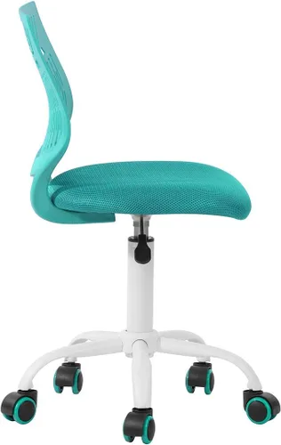 Vista 9 de FurnitureR Silla de trabajo de escritura para adolescentes, niños y niñas, ruedas giratorias de 360 grados, asiento de tela suave, respaldo