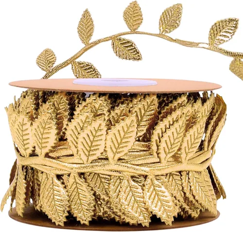 Vista 8 de Guirnalda de hojas de oro artificial de 10 yardas para manualidades, guirnalda de fiestas, bodas, enredaderas artificiales