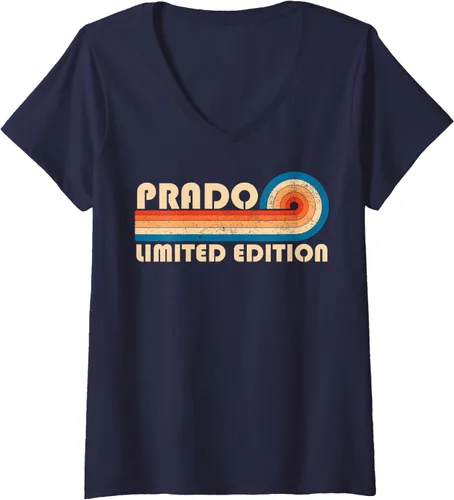 Vista 3 de Womens PRADO Surname Retro Vintage 80s 90s Birthday Reunion V-Neck T-Shirt