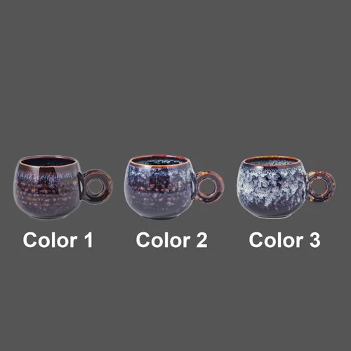 Vista 7 de Fambe - Juego de 4 tazas de café de cerámica para café de 3 onzas, mini tazas de café de porcelana, juego de tazas pequeñas de cerámica hechas por