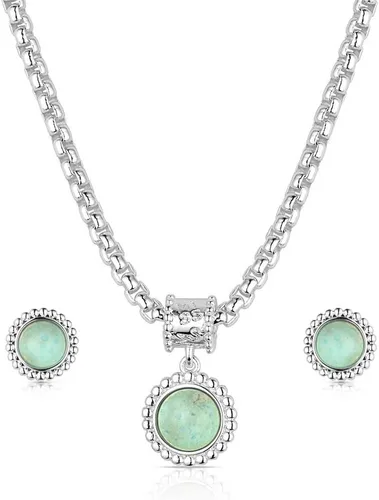 Vista 25 de Montana Silversmiths Conjunto de joyería de estilo occidental con turquesa elaborada a mano: aretes y collar