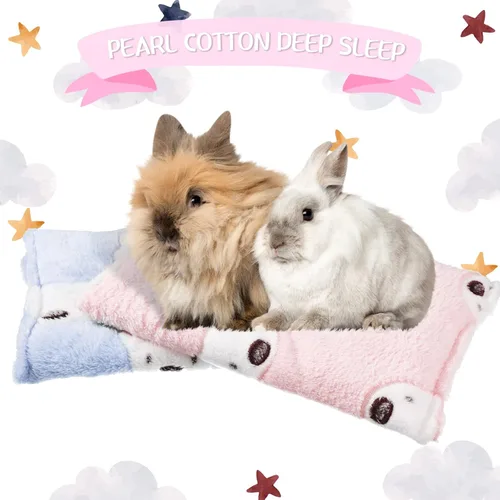 Vista 4 de Jetec - Juego de 2 alfombrillas para cama de conejillo de indias, lindo color, patrón de oso Warm Small Animal Stuff, Soft Fleece for Hamster