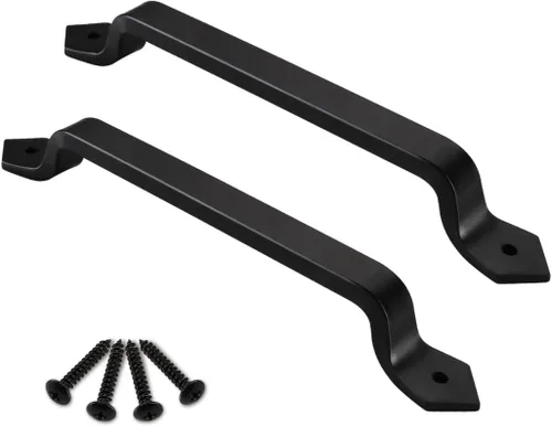 Vista 39 de Tirador Clásico de Puerta – Tirador de Acero Resistente para Portones, Puertas de Granero, Cercas Exteriores, Negro, 7 Pulgadas