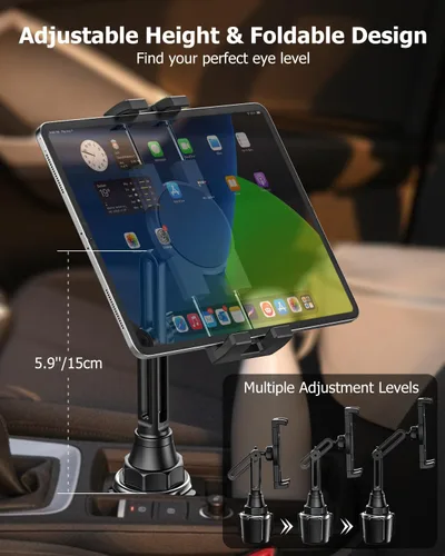 Vista 4 de Soporte para tablet con rotación de 360°, soporte universal para tablet con brazo ajustable para dispositivos de 4 a 13 pulgadas, iPad Pro 12.9 Air